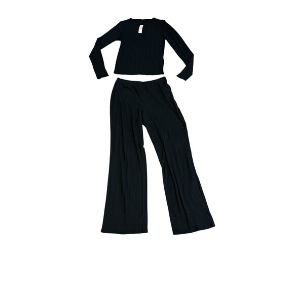J Crew Pointelle Pajama Set Size S Black New 100% Cotton - Picture 1 of 8